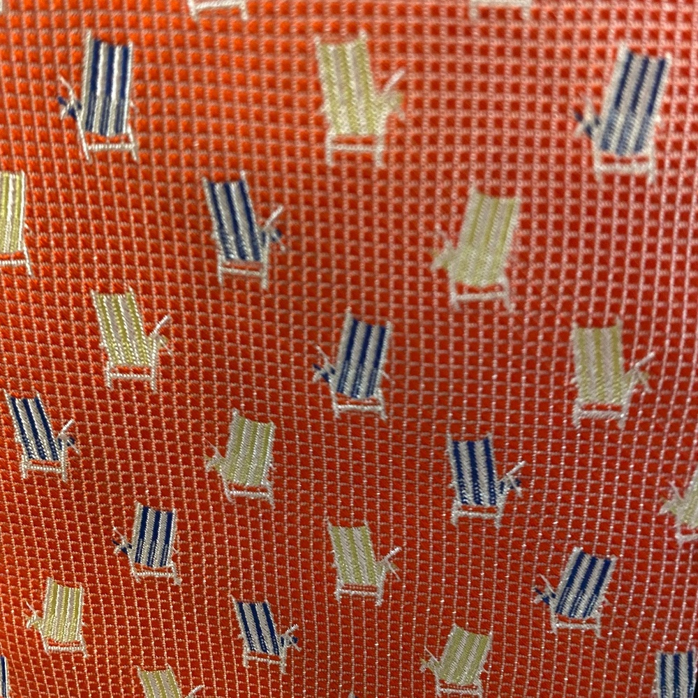 Tommy Bahama Off Island Mens Orange Silk Beach Chair Tropical Necktie